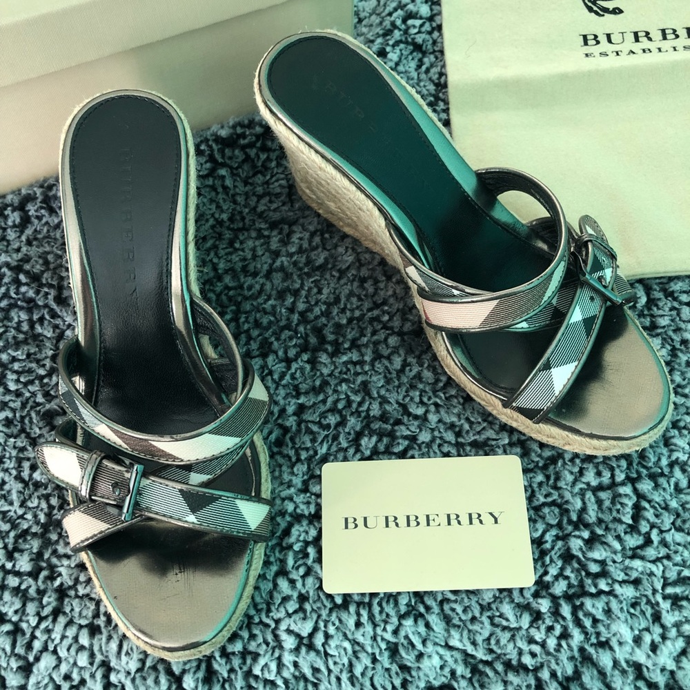Burberry Nova Check Espadrille Wedge Sandal